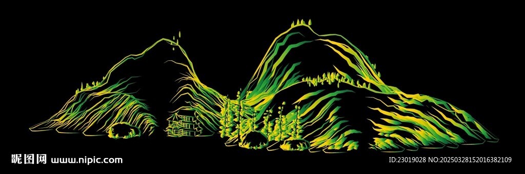 抽象線條山水畫