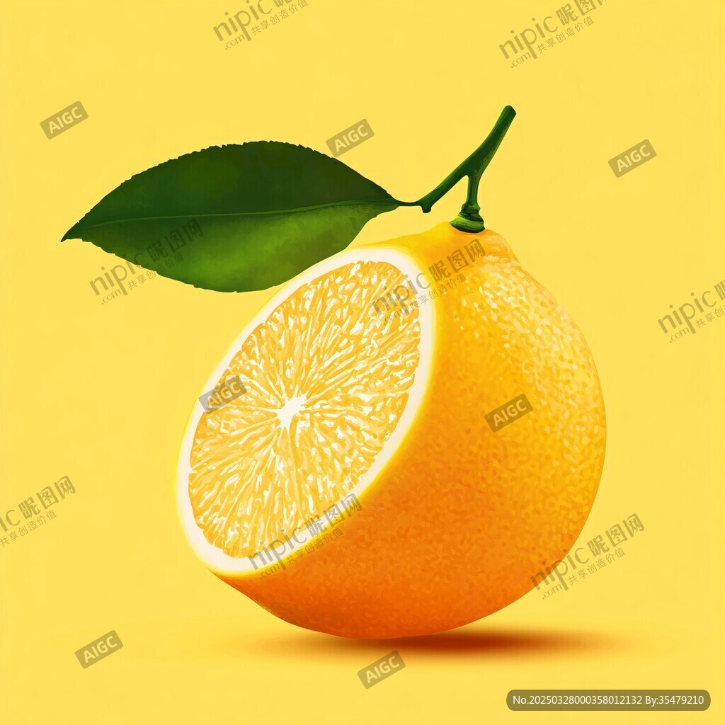 新鮮黃檸檬 一半切片展示