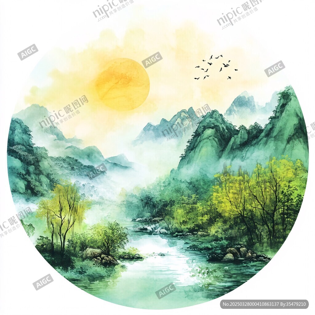 山水旭日圖