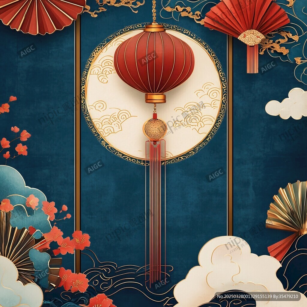 中式傳統燈籠節慶裝飾圖