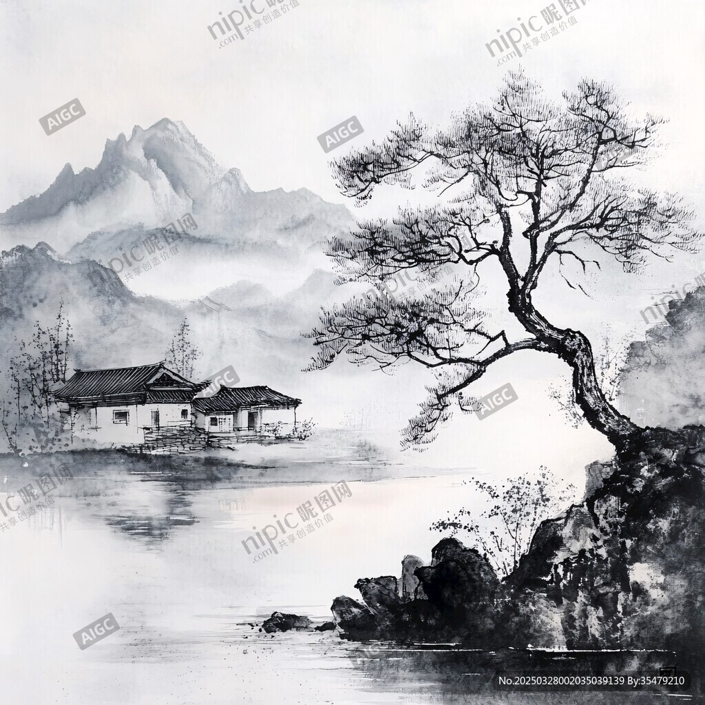 水墨山水間的靜謐景致