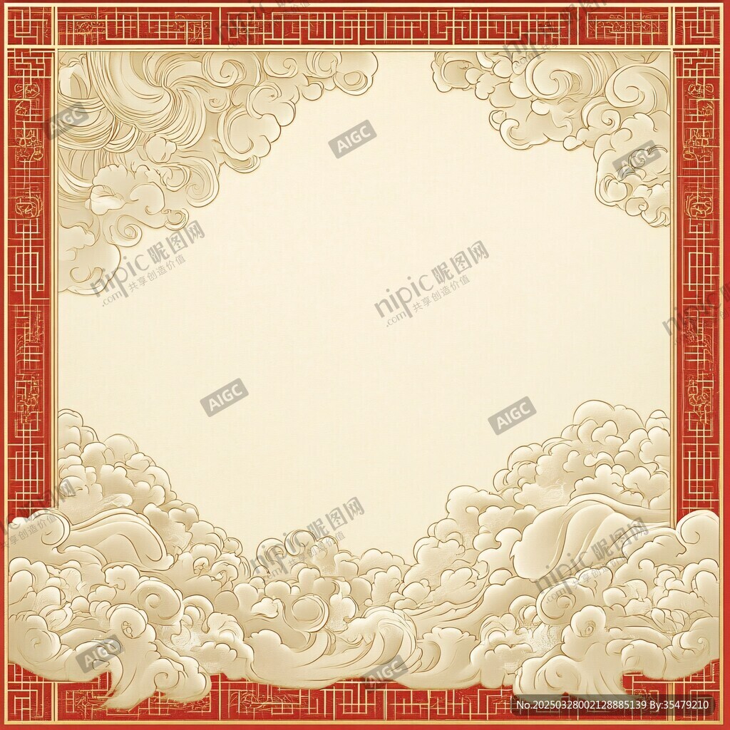 中式云紋邊框傳統背景圖