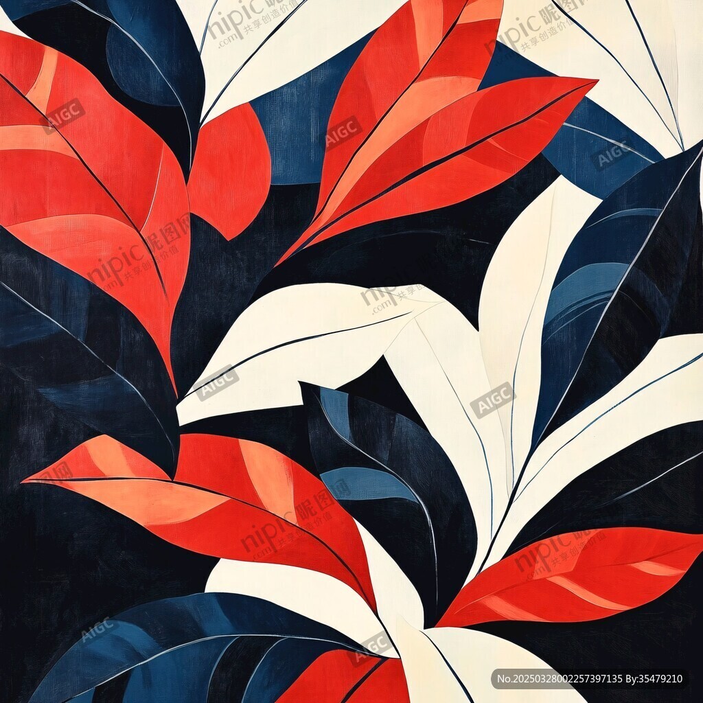 抽象花葉圖案藝術(shù)插畫
