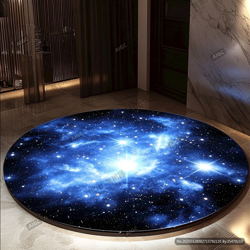 夢幻星空圓形地墊