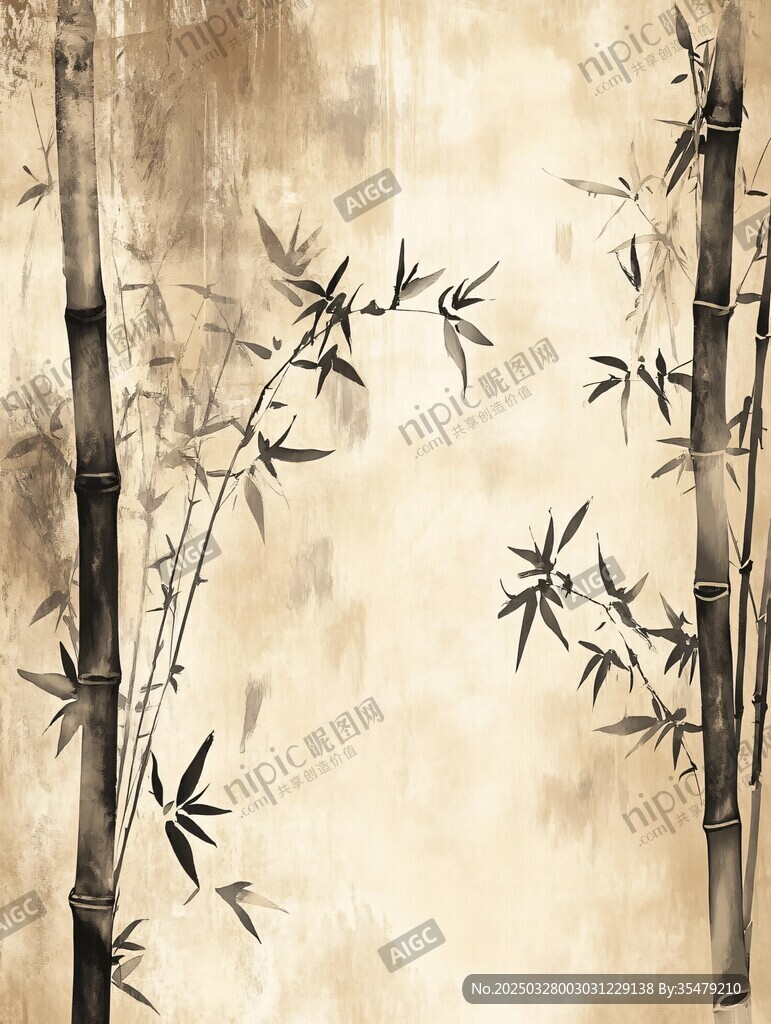 水墨風竹子意境背景圖