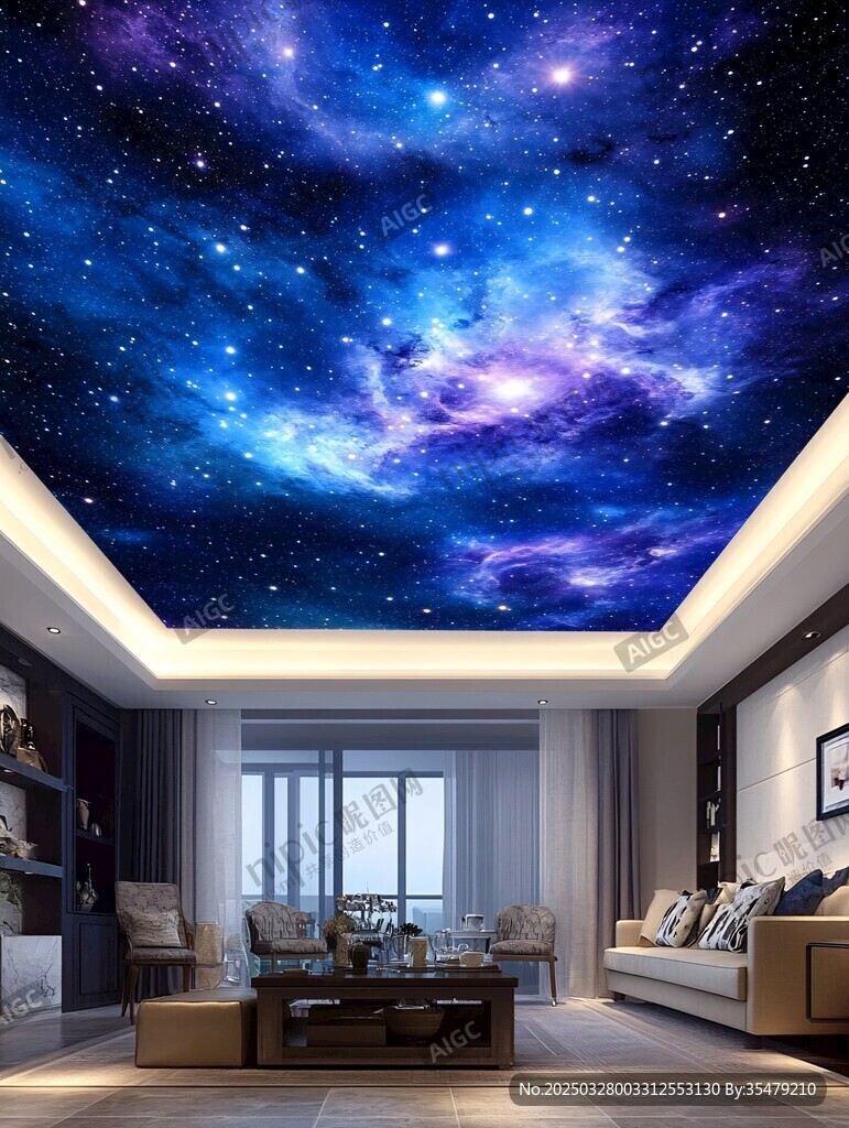 夢(mèng)幻星空客廳天花板設(shè)計(jì)