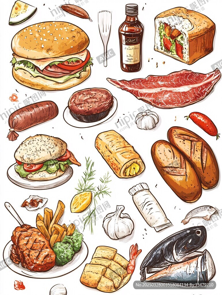 手繪多彩美食大集合