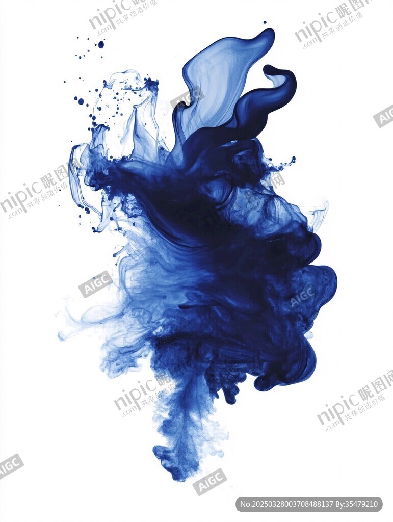 藍色墨水在水中的靈動綻放