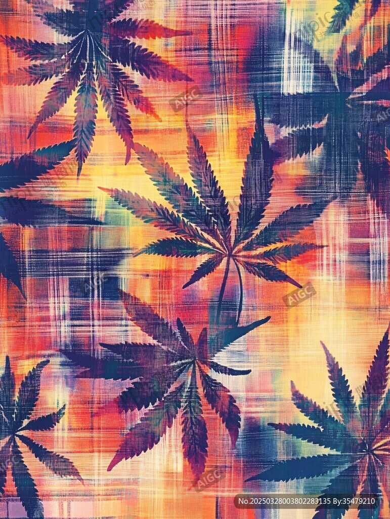 多彩大麻葉圖案紋理背景