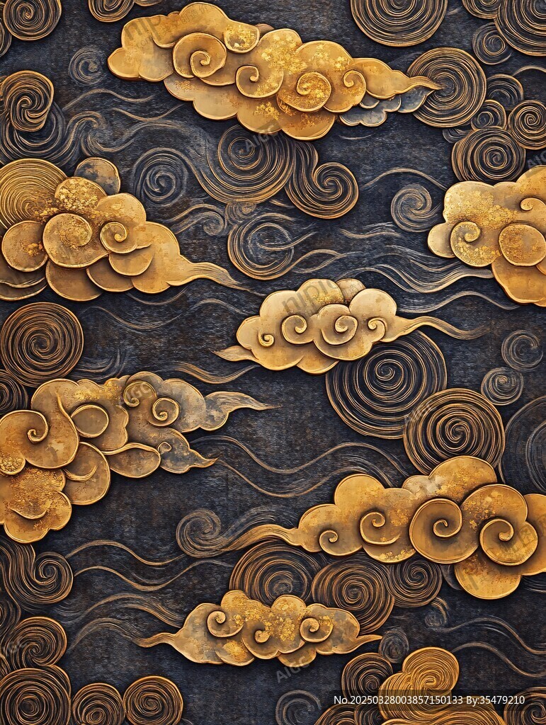 金色祥云圖案背景紋理
