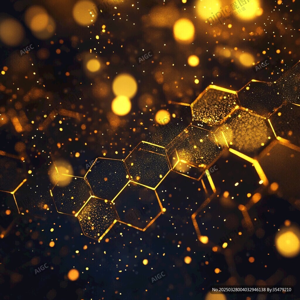 金色蜂窩狀夢(mèng)幻粒子背景