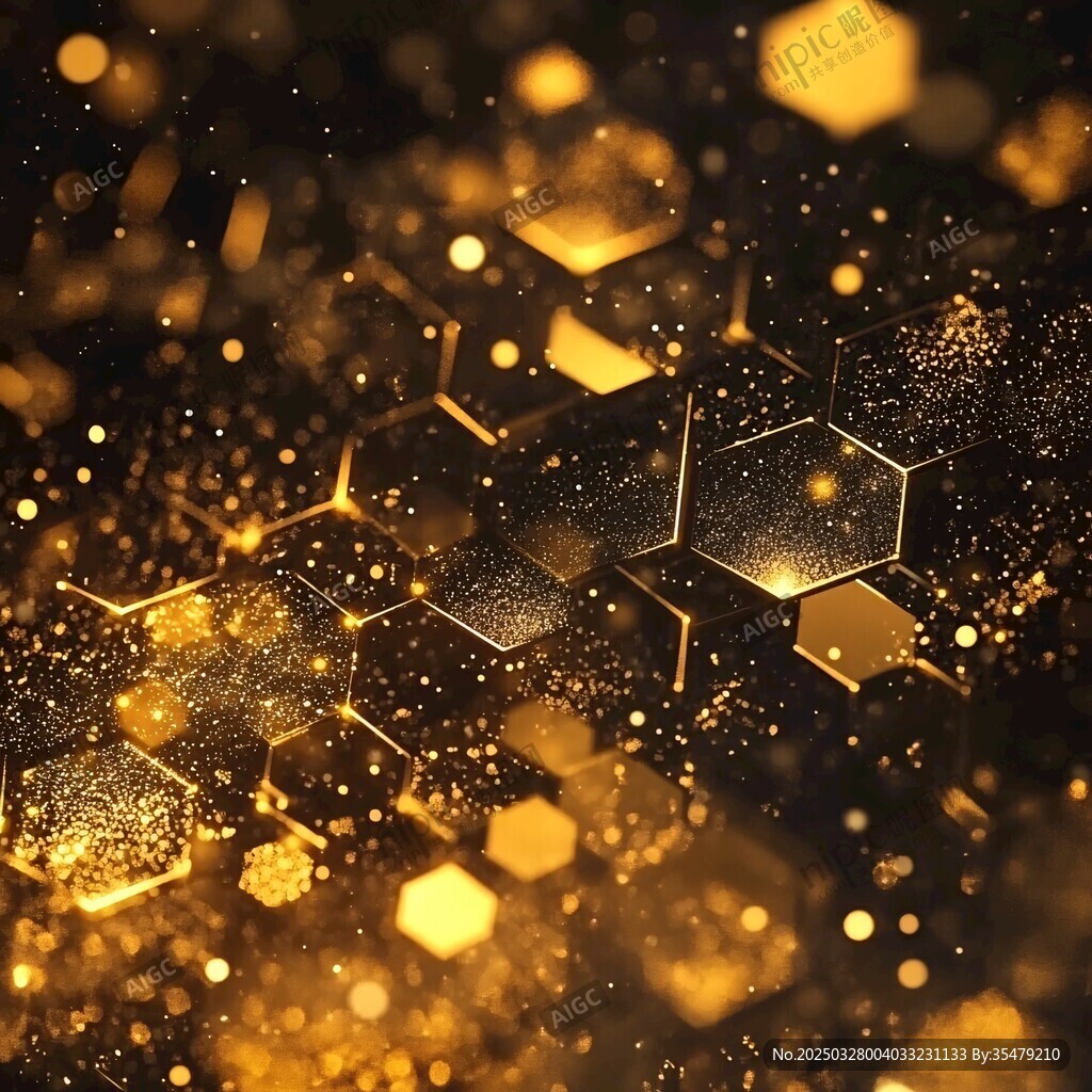 金色閃耀六邊形夢幻背景