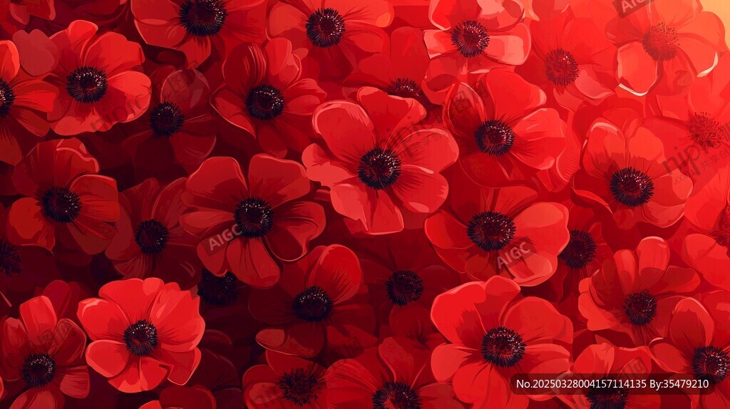 艷麗紅花朵朵綻放