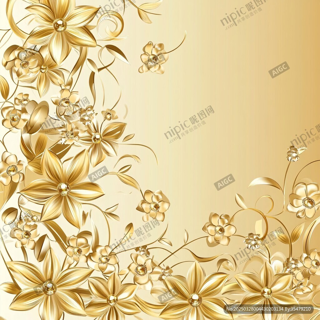 金色花卉裝飾背景圖