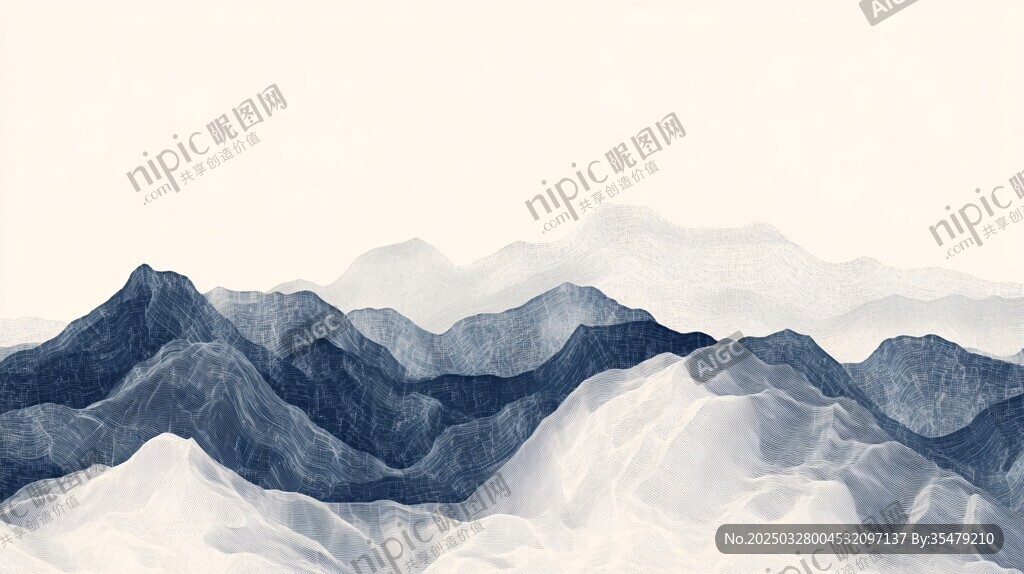 水墨山巒意境圖