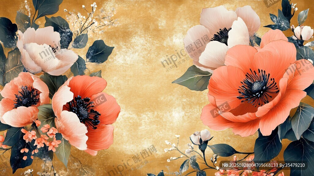 復(fù)古花卉背景圖
