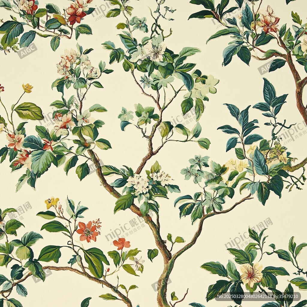 復(fù)古風(fēng)花卉植物壁紙圖案