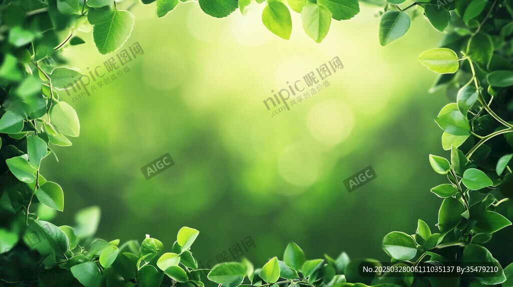 綠葉環(huán)繞的清新自然背景