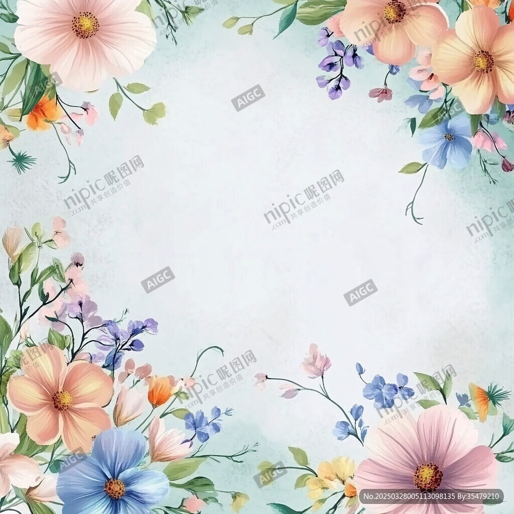 清新花卉邊框背景圖