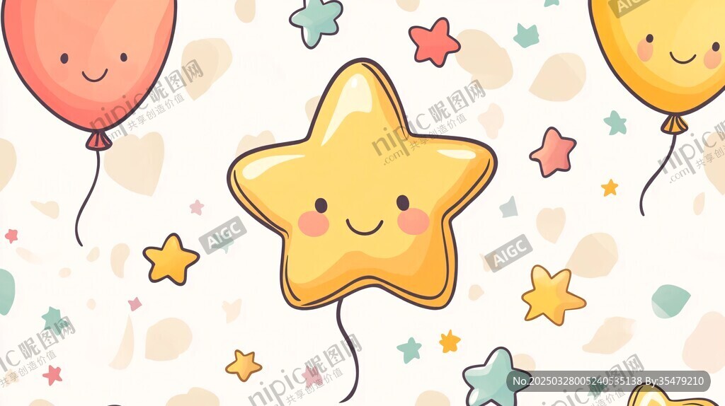 可愛星星氣球童趣背景圖