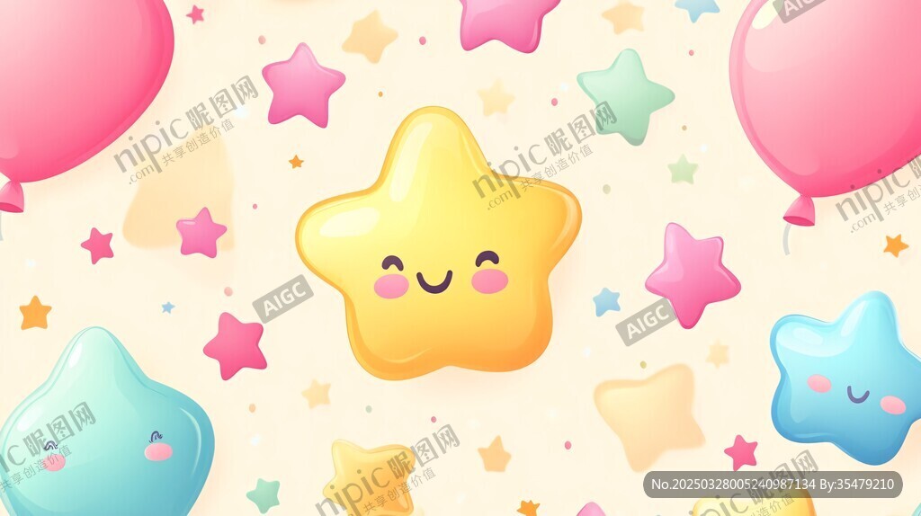 可愛星星氣球夢幻背景圖