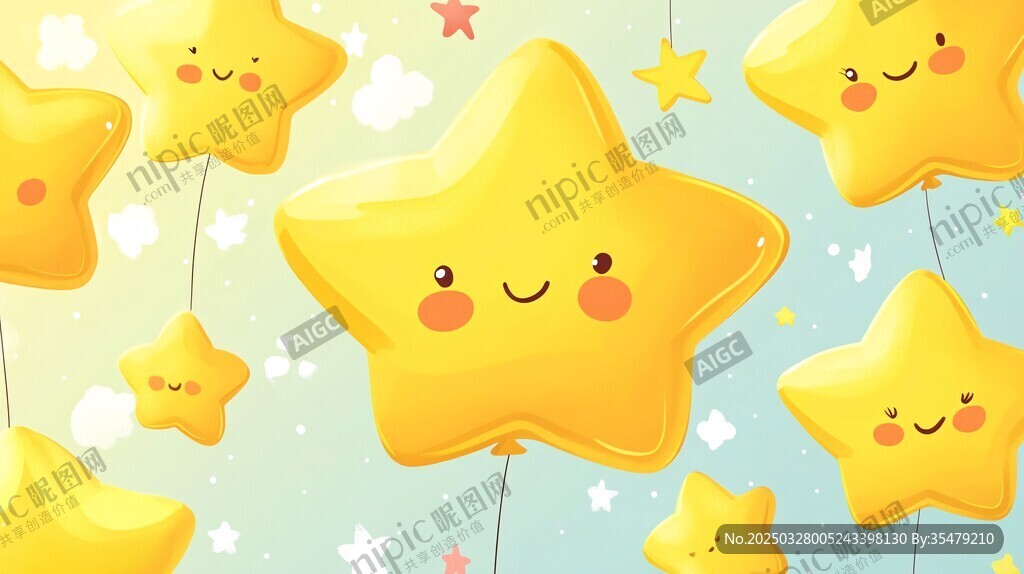 可愛星星氣球背景圖