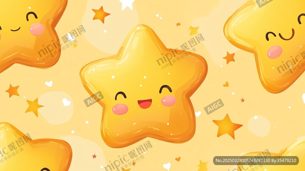 可愛笑臉星星卡通背景圖