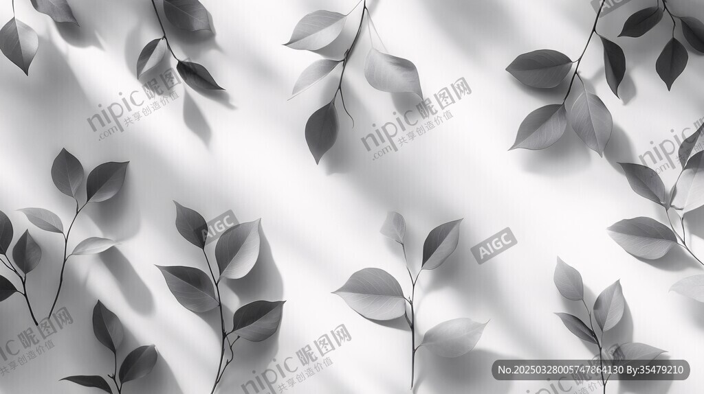 黑白葉片紋理背景圖案