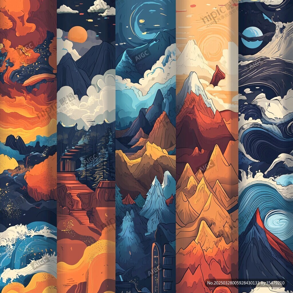 夢幻山川云海插畫集合
