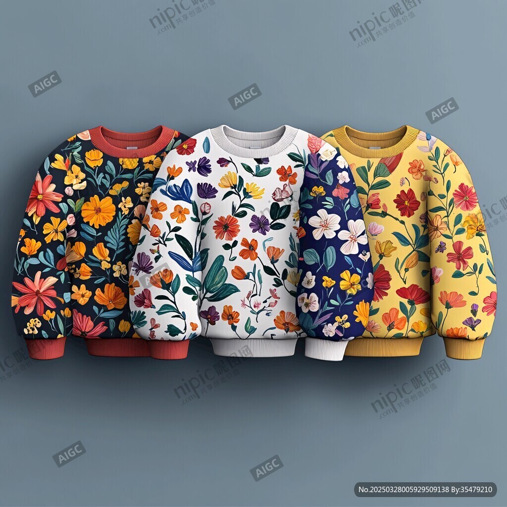 多彩花卉圖案兒童衛(wèi)衣展示