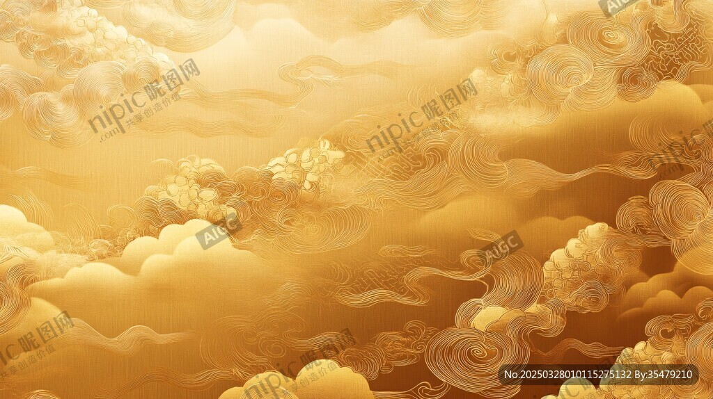 金色云海中式祥瑞背景圖