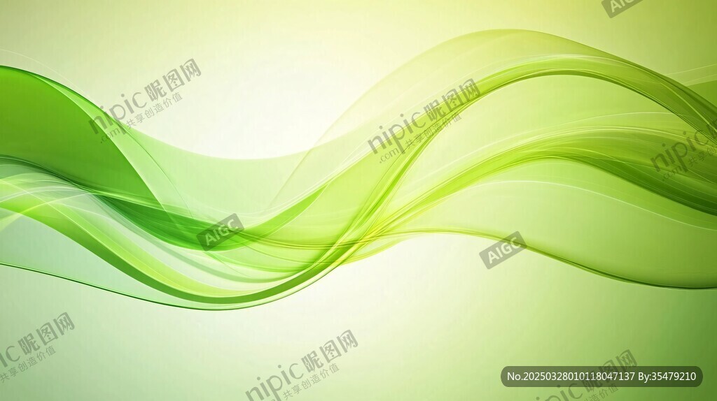 綠色動感波浪抽象背景圖