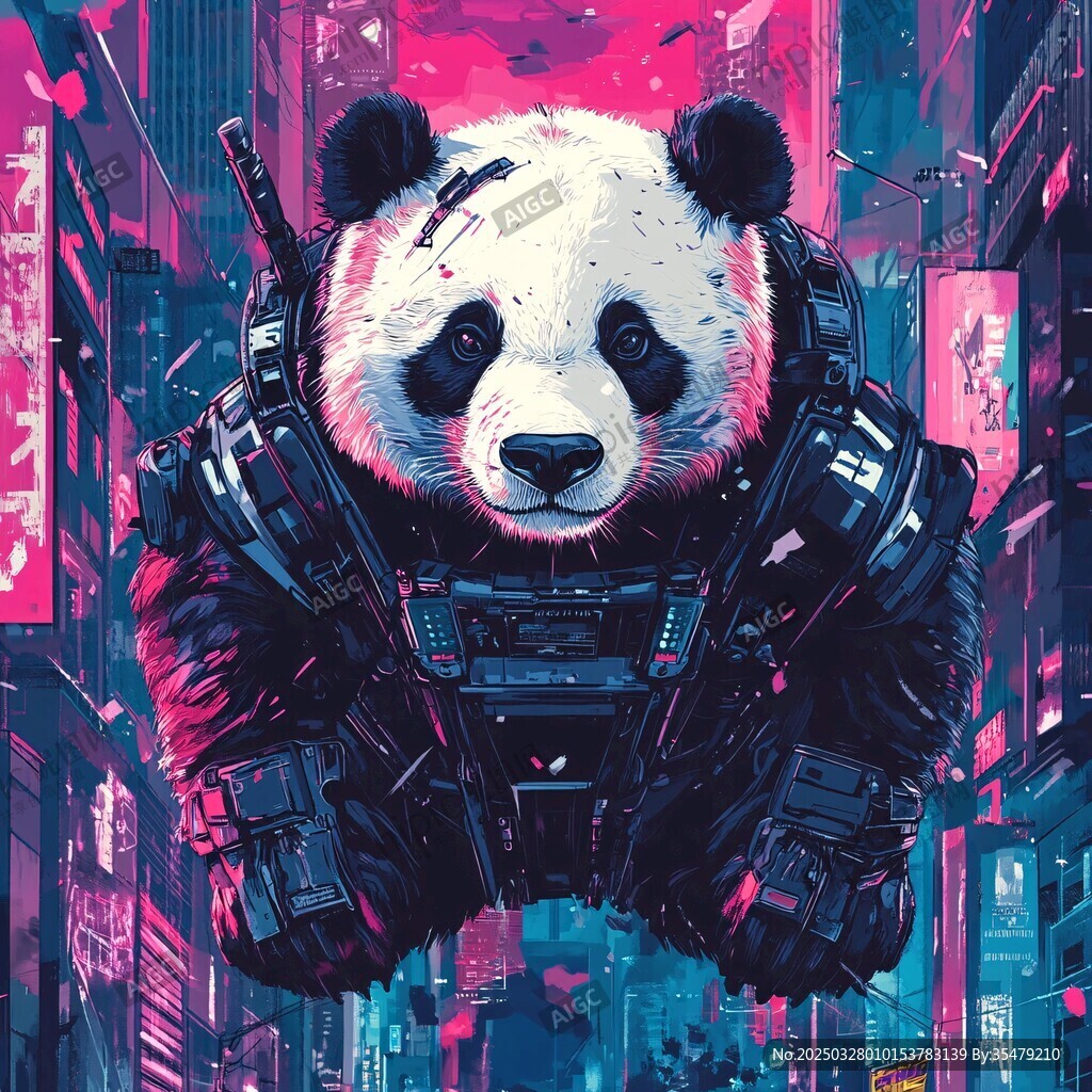 賽博朋克熊貓機甲形象