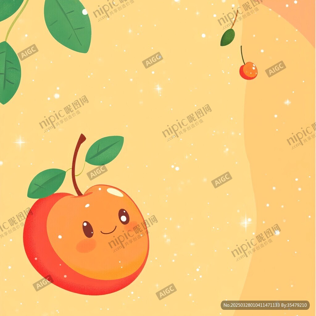 可愛笑臉小蘋果插畫