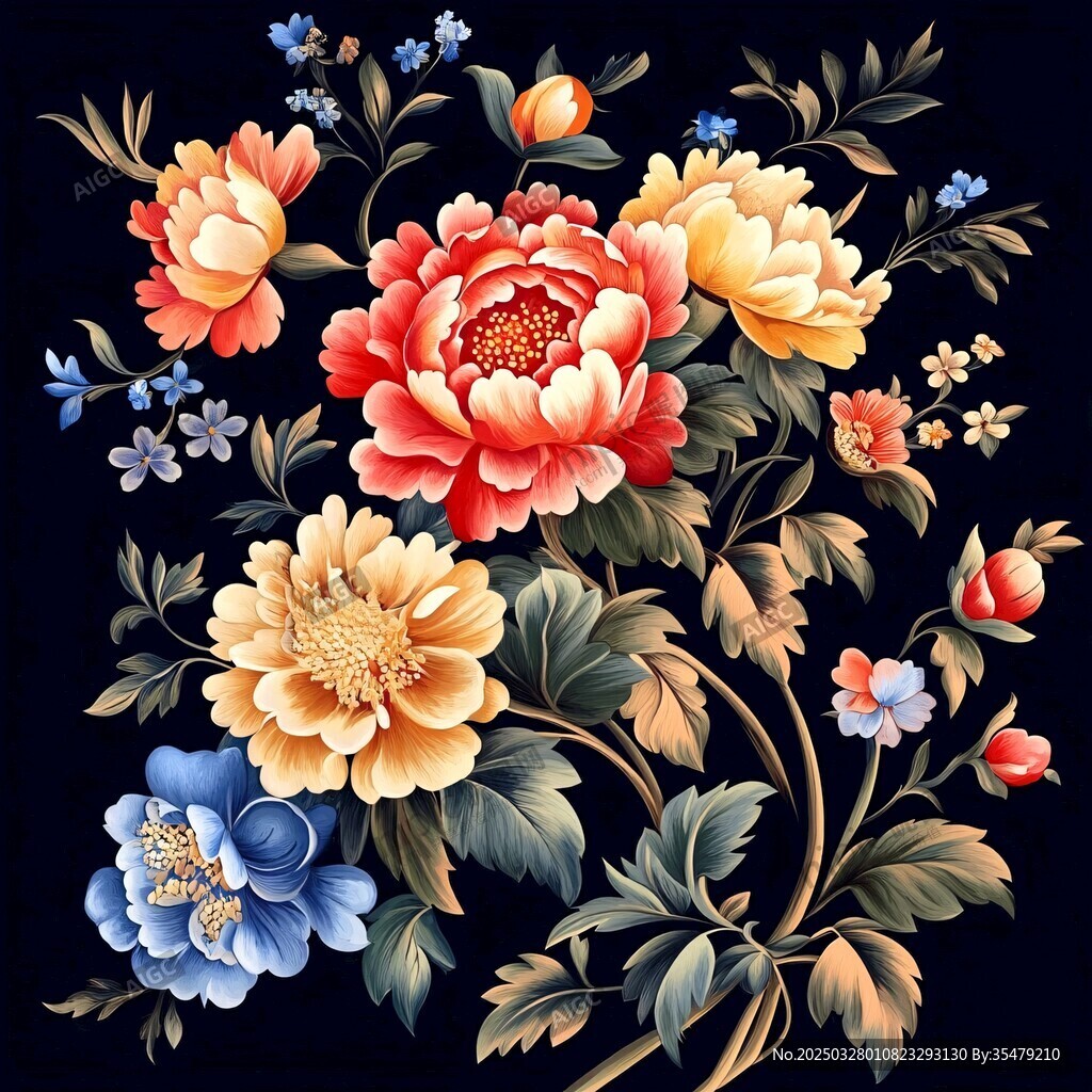 多彩花卉圖