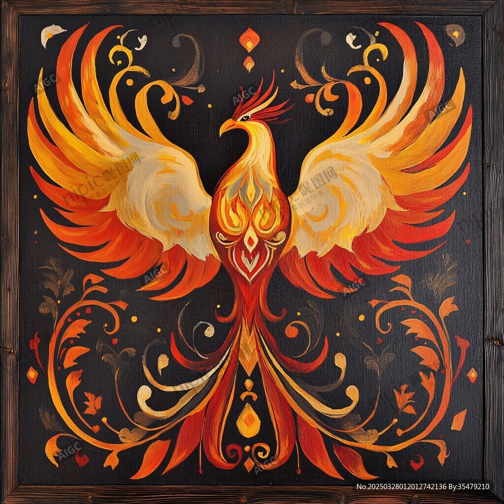 火焰鳳凰華麗藝術插畫