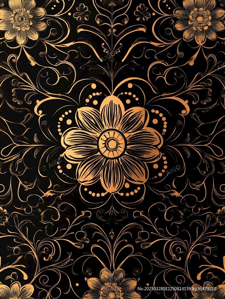 黑金花卉復古華麗圖案