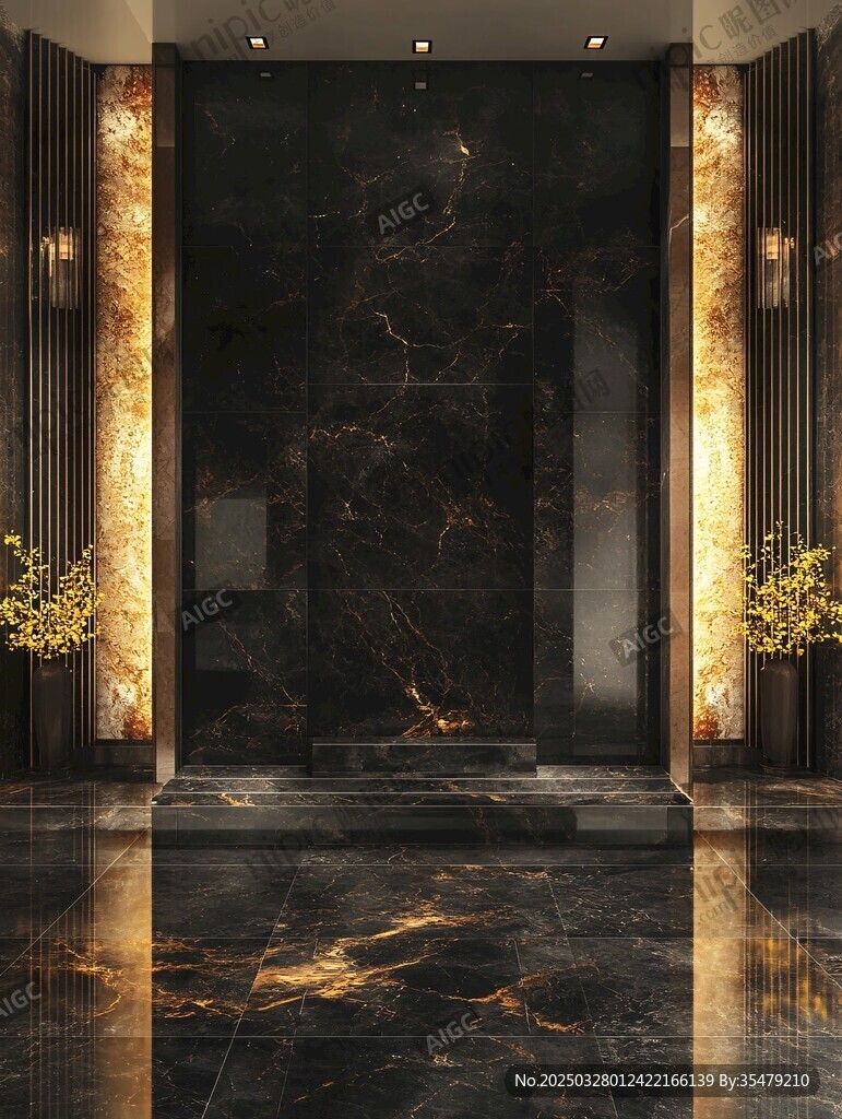 奢華黑金大理石玄關(guān)設(shè)計(jì)