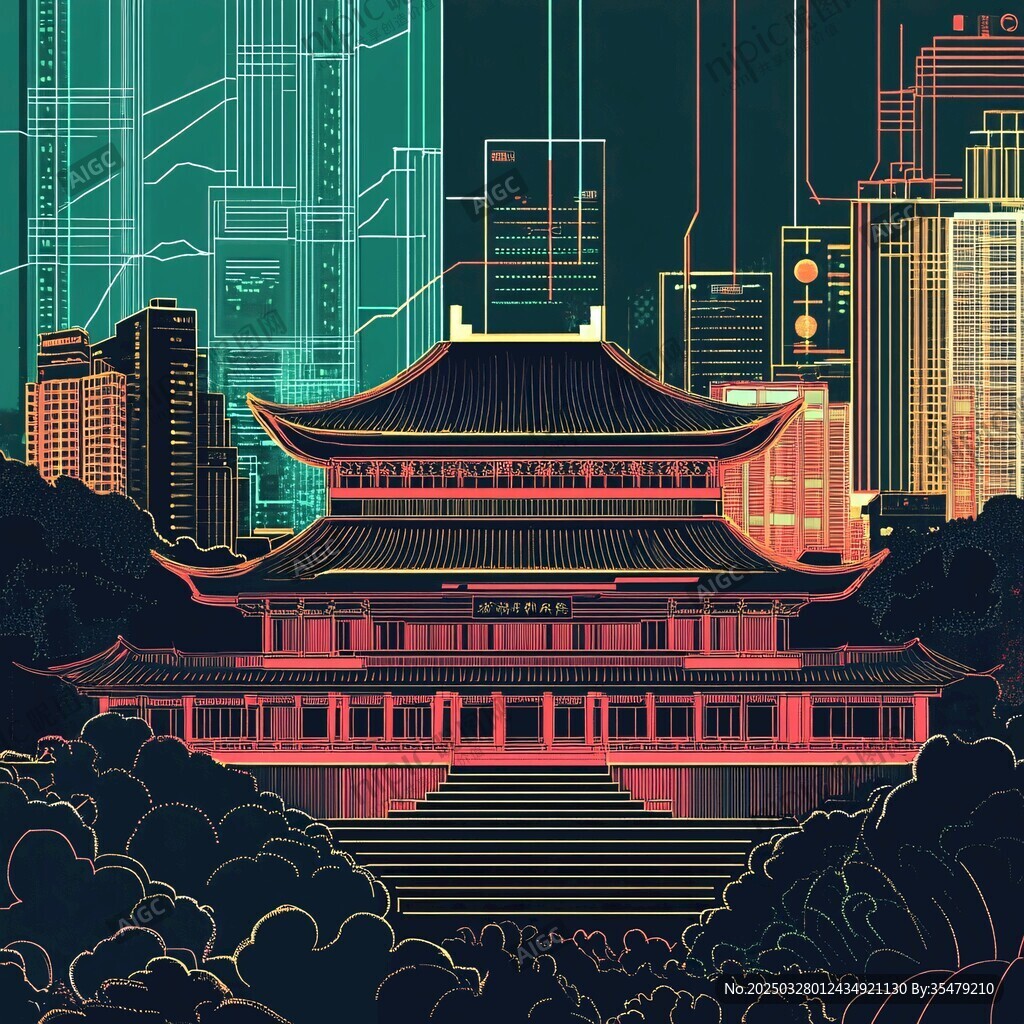 古風建筑與現(xiàn)代都市的碰撞
