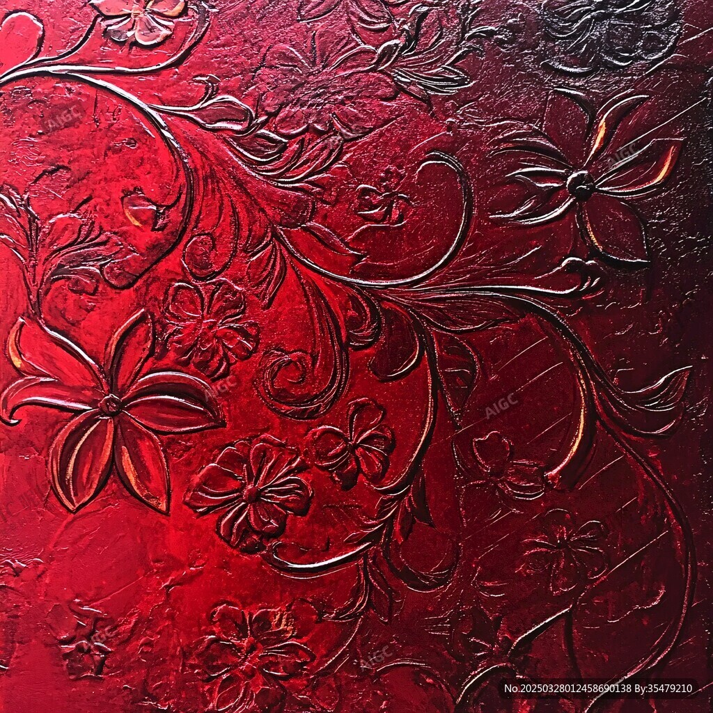 紅色雕花紋理精美圖案