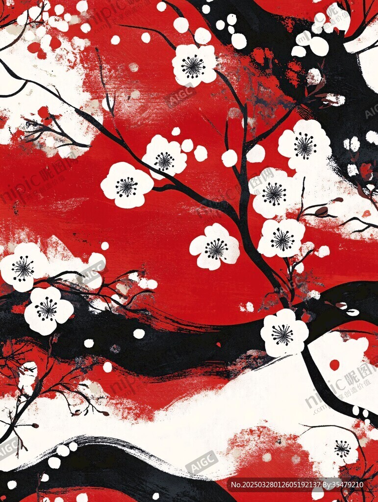 紅梅傲雪圖