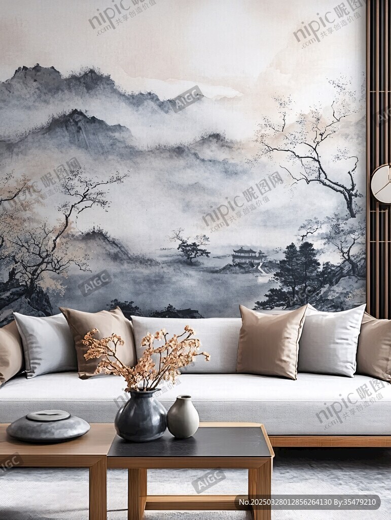 中式水墨風(fēng)客廳雅致景致