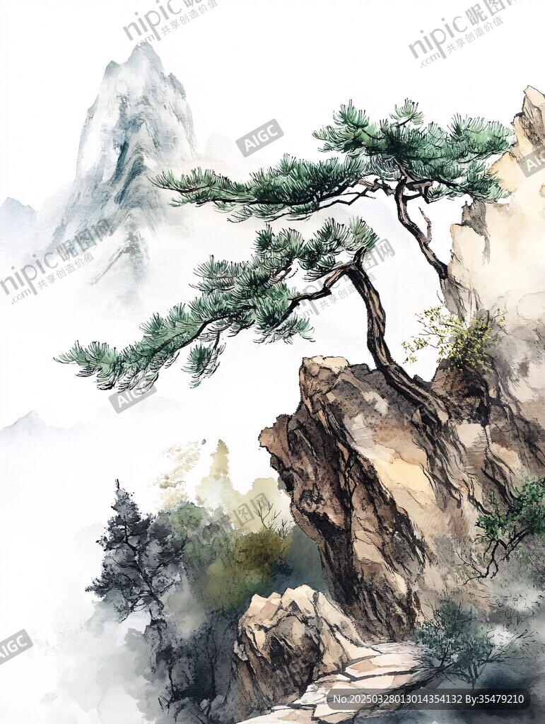水墨黃山松 云霧繞奇峰