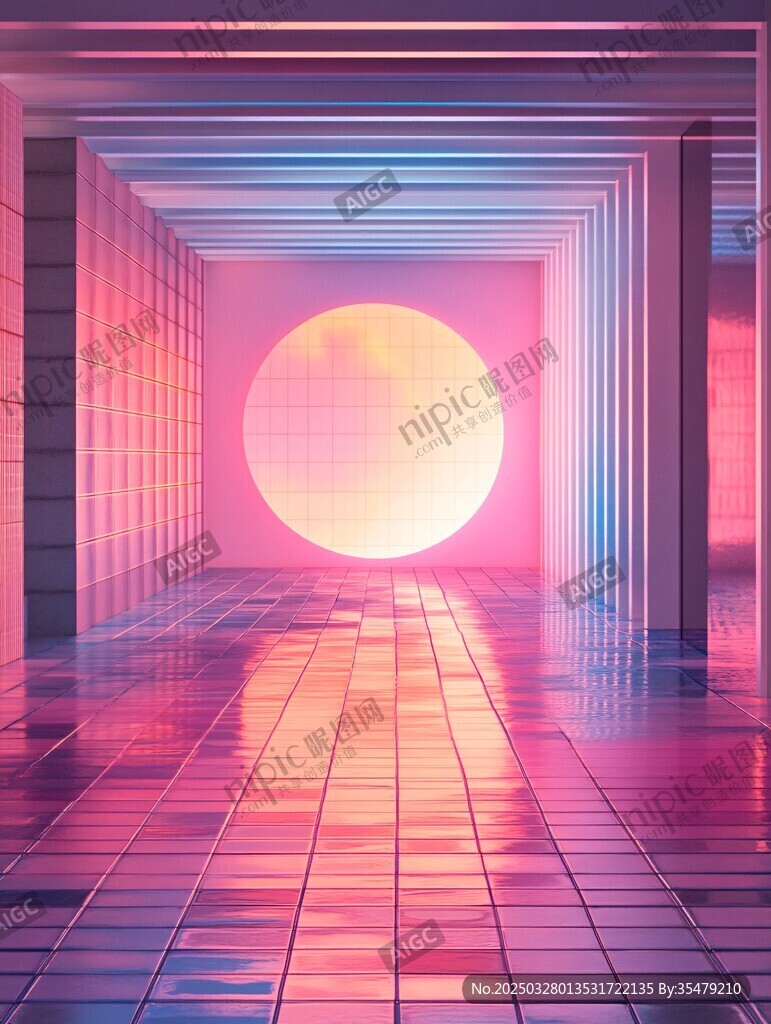 夢幻霓虹隧道未來感空間