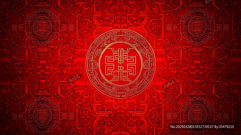 中式紅底吉祥圖案背景