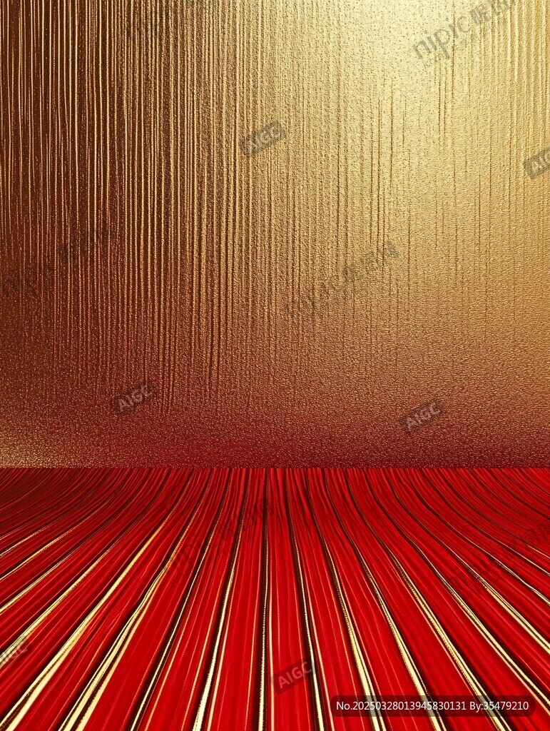 金色背景配紅色條紋地面