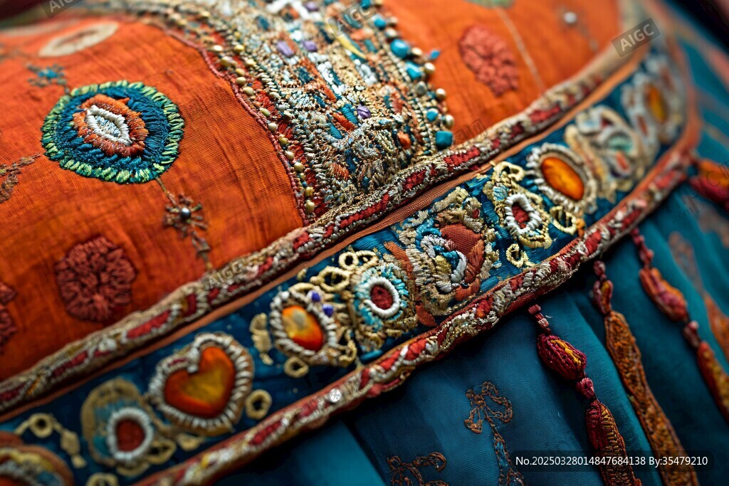 精美刺繡服飾局部特寫(xiě)