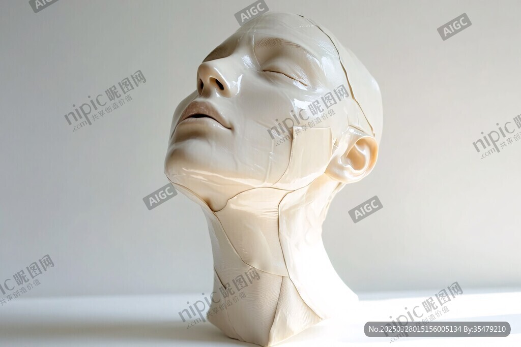 白色拼接人頭雕塑藝術品