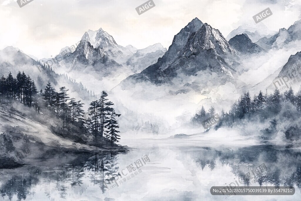 水墨山水間的靜謐景致