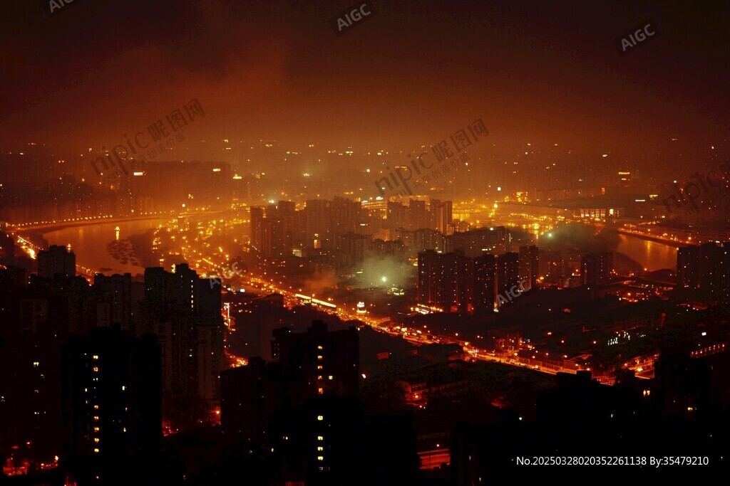 城市夜幕下的璀璨燈火